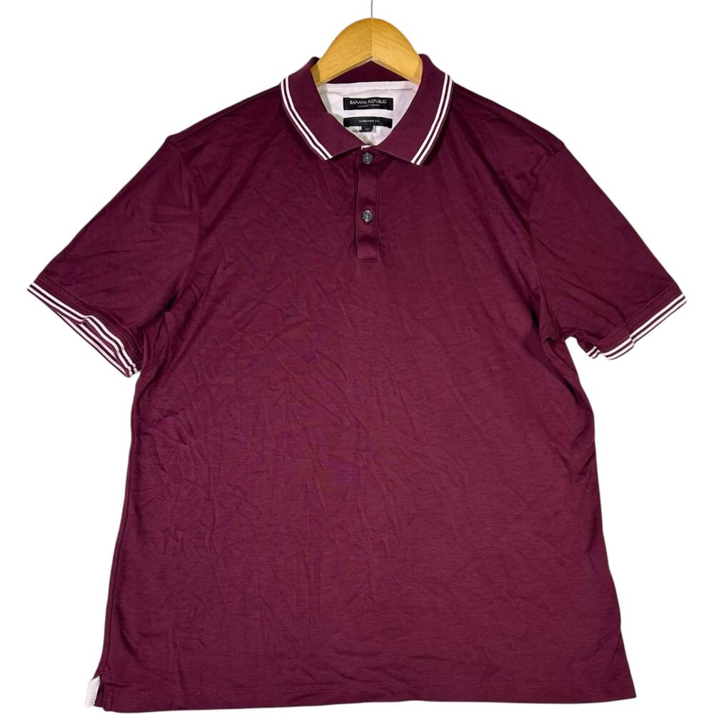 Banana Republic Burgundy Polo Luxe Double Tip Standard Fit Men's M Smart Casual